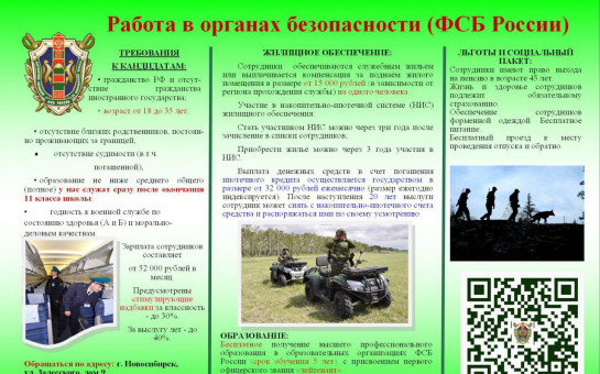 Работа в органах безопасности (ФСБ России) 